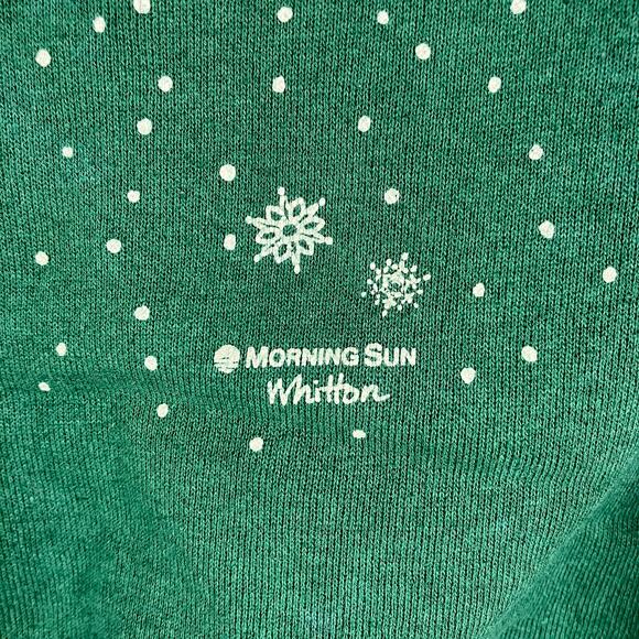 Vintage Birds Sweatshirt Womens Size L Green Cardinal Graphic Winter Crewneck - Picture 3 of 10